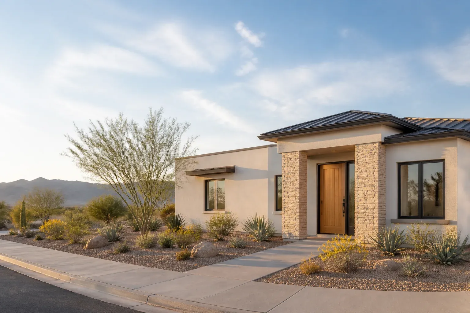 Contemporary Arizona home with desert landscaping